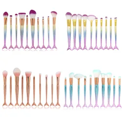 10 Pcs Fashion Makeup Brushes Set Foundation Powder Eyeshadow Eyeliner Lip Contour Blending Make Up Brushes Cosmetic Tools Kit