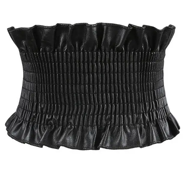 

Women's runway fashion elastic pu leather Cummerbunds female Dress coat Corsets Waistband Belts decoration wide belt R1015