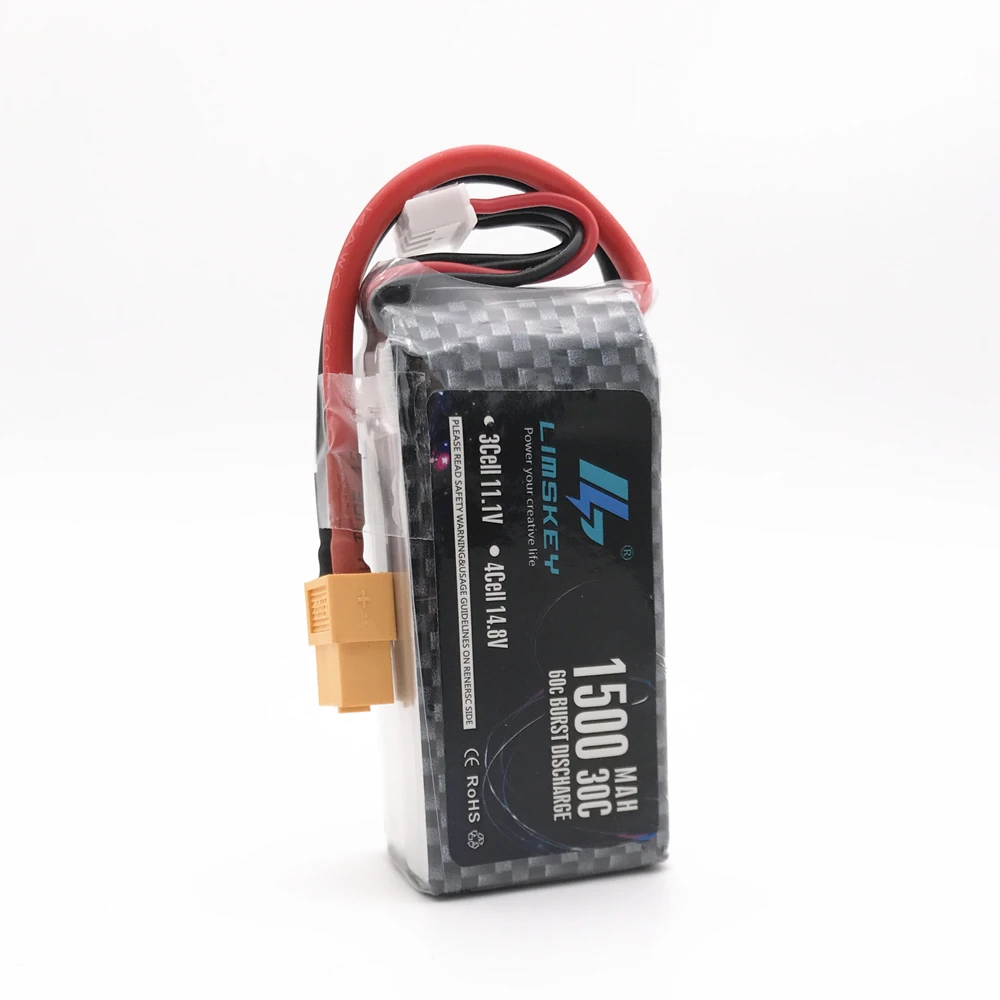 Limskey-batería LiPo 3S de 11,1 V, 1500Mah, 3S, 30C, MAX, 60C, XT60, enchufe para coche, avión, barco, helicóptero, WLtoys V950, 3 uds.
