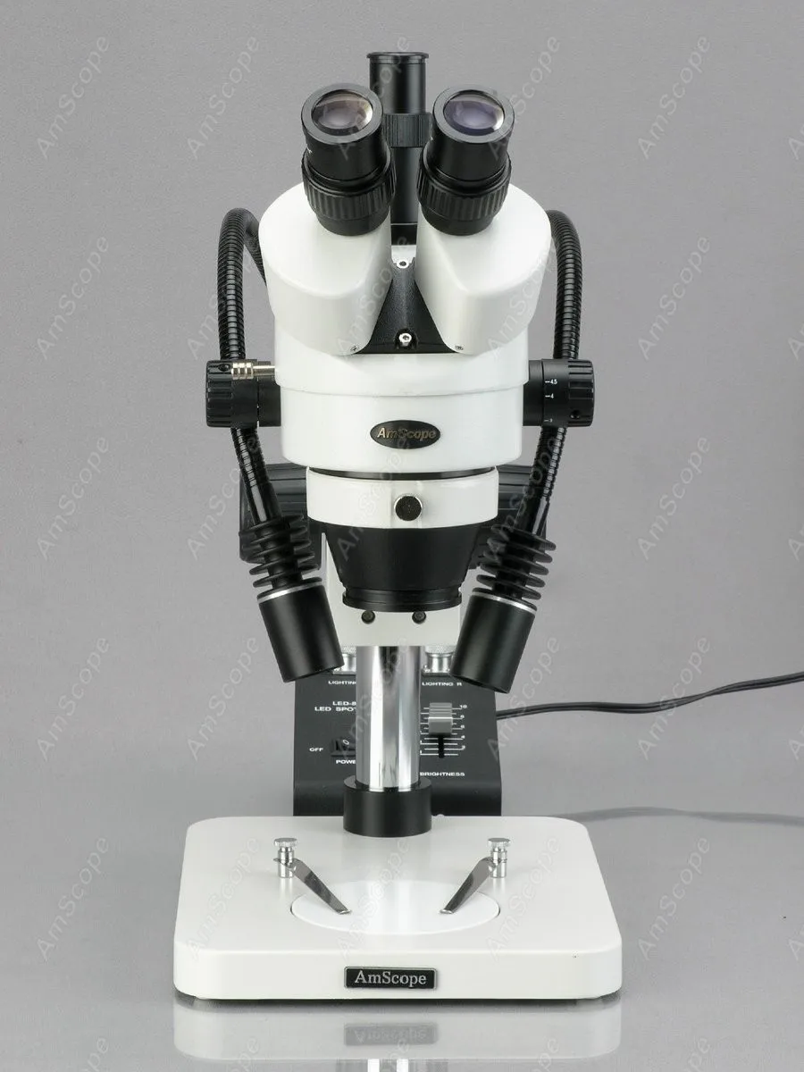 Digital LED  Microscope--AmScope Supplies 7X-45X Digital LED Two Gooseneck Light Zoom Stereo Microscope + 5MP USB Camera