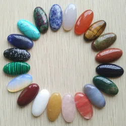 Wholesale 20pcs/Lot fashion assorted natural Stone oval shape cab cabochons beads for Jewelry accessories making 15x30mm free