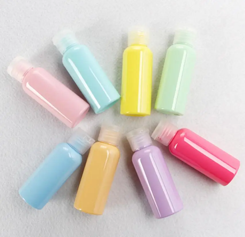 Bottiglie cosmetiche vuote da viaggio per shampoo macaron all'ingrosso da 50 ml Bottiglie cosmetiche con tappo facile color caramello