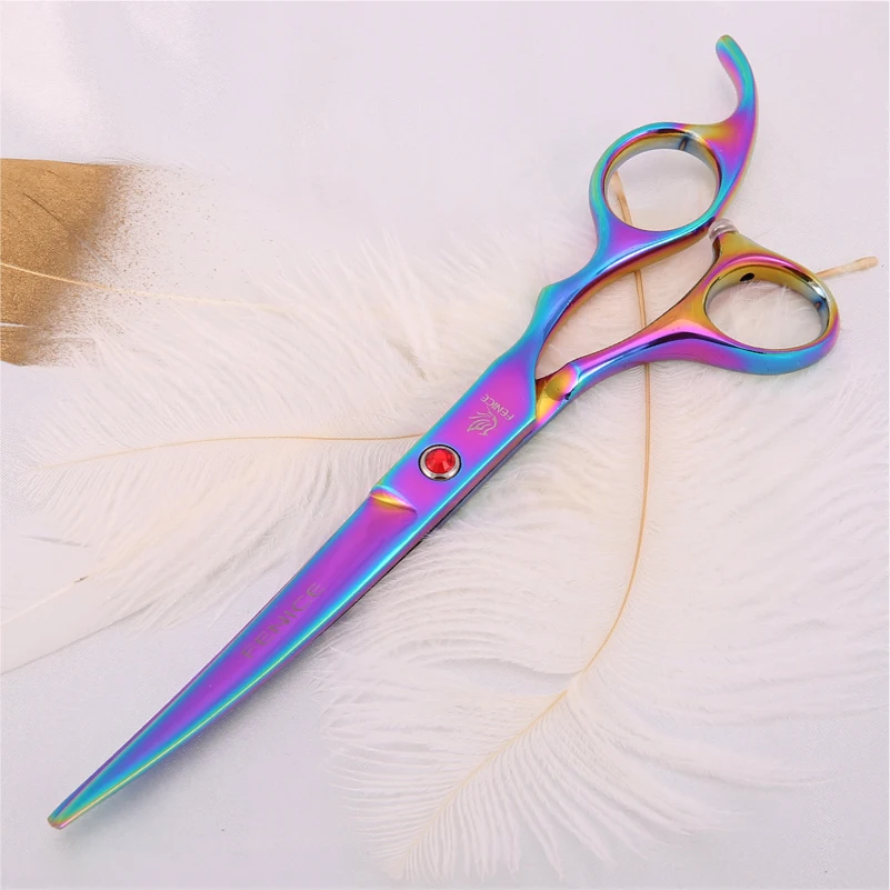 Fenice Curved Grooming Scissors 7.0 inch Up Curved Scissors for Dogs Pet Shears