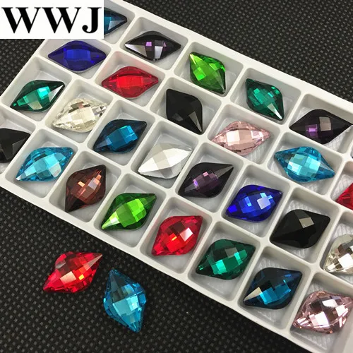 wholesale 125pcs 12x19mm Lemon Fancy Stone Pointed Back Glass Crystal Stones More Colors For choice Perfect necklace making