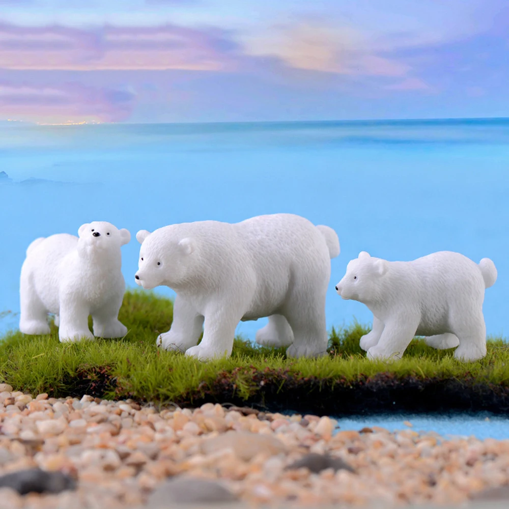 Mini White Bear Polar Bear Figurines Simulation Home Micro Landscape Garden Miniatures Animal Home Decor Accessories