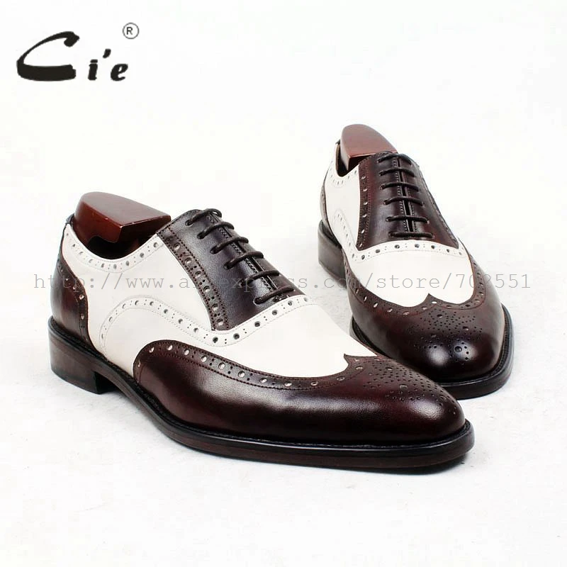 

cie round toe brown white bespoke men shoe custom handmade 100%genuine calf leather outsole breathable men's oxford shoe ox438