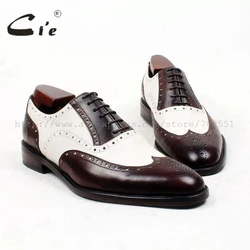 cie round toe brown white bespoke men shoe custom handmade 100%genuine calf leather outsole breathable men's oxford shoe ox438