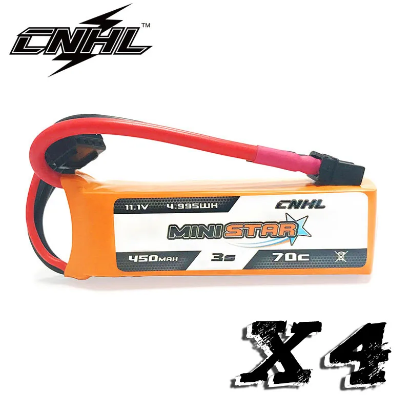 CNHL-batería Lipo 70C MiniStar con enchufe XT30 para Mini cuadricóptero RC FPV, Dron de carreras, avión Hobby, 3S, 450mAh, 11,1 V, 4 Uds.