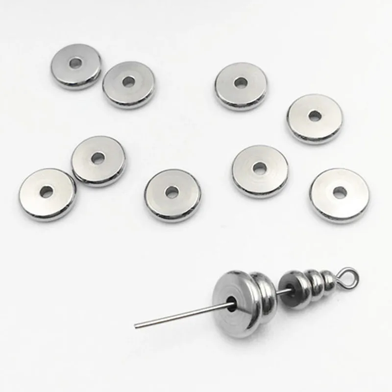 50pcs/lot Stainless Steel Flat Round Spacer Beads 4/5/6/8mm Metal Charm Beads Fit Bracelets Necklace DIY Jewelry Accessories