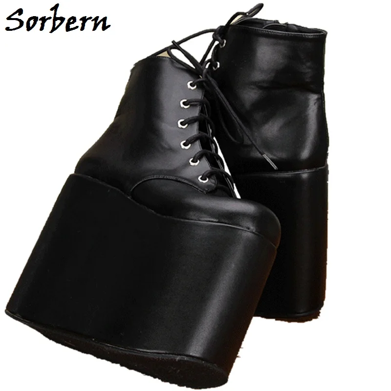 Sorbern Black Thigh High Ankle Boots Lace-Up Spring Women Shoes Round Toe Designer Brand Custom Color Platform Ladies Boots