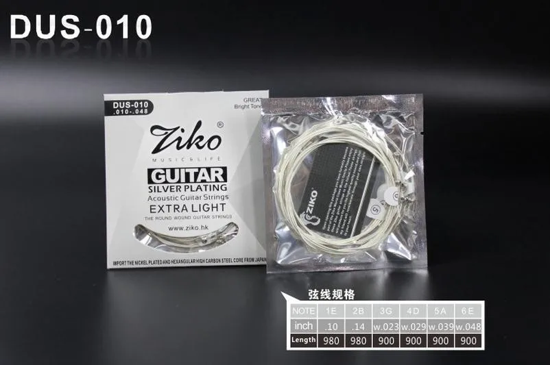 ZIKO 010-048 Acoustic Guitar Strings Silver Plating Guitar Parts Musical Instruments Accessories