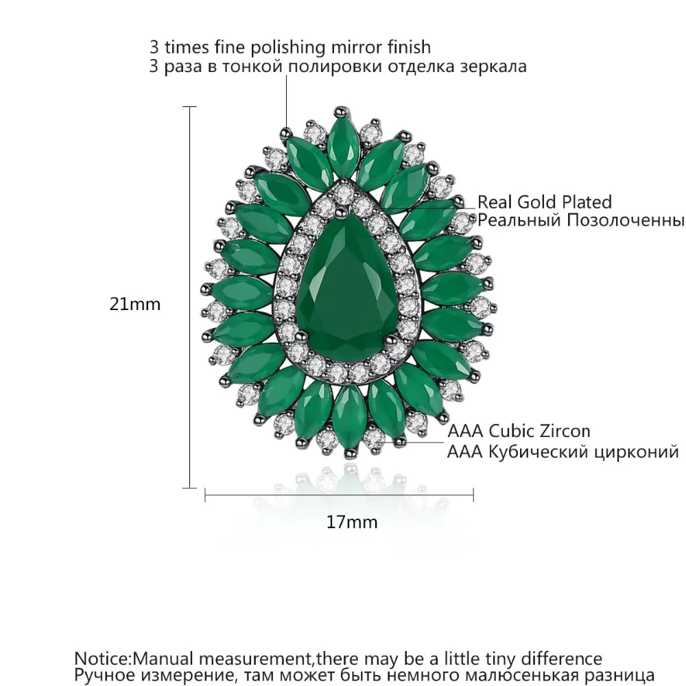 LUOTEEMI Brand Design Women Pink Green Big Stud Earrings for Wedding Party Water Drop Paved CZ Fashion Earrings 2022 Trend New