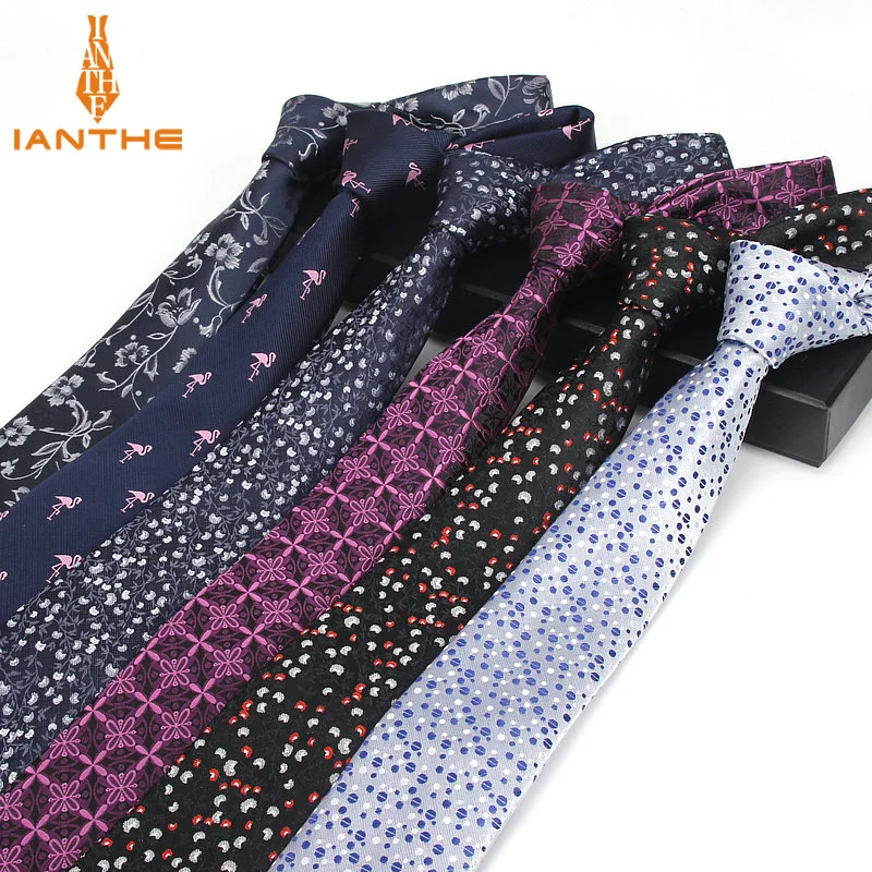 

high quality man's tie 6 cm skinny ties Wedding dress neckties for men flower dot cravate business pour homme rouge slim necktie