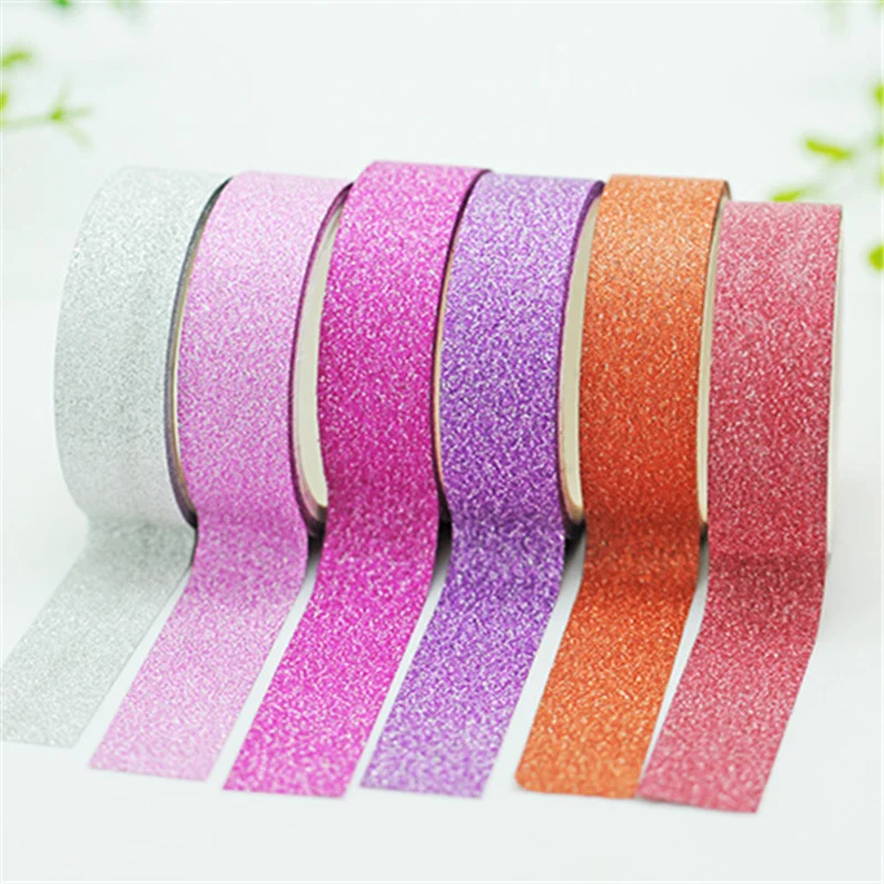 Kawaii Adhesive Silver Golden Glitter Masking Washi Tape Party Wedding Valentine Decorative Paper DIY Crafts Scrapbooking