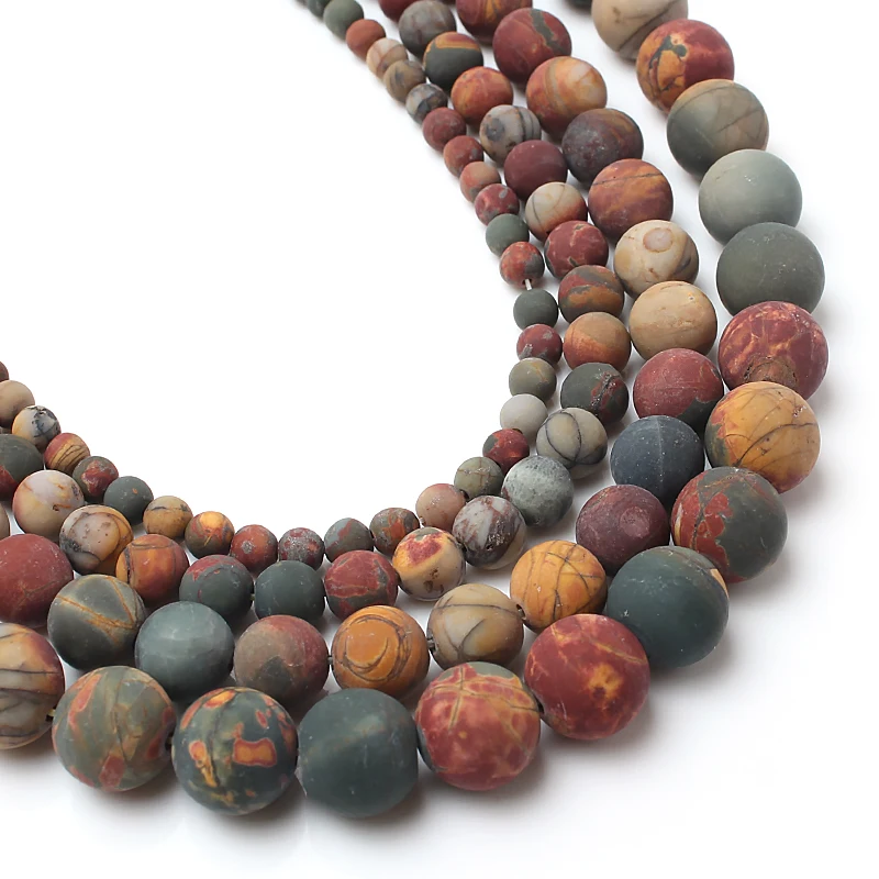 Natural Stone Dull Polish Matte Picasso Jasper Round Spacer Beads For Jewelry Making Diy Bracelet Necklace 4/6/8/10mm 15 Inches