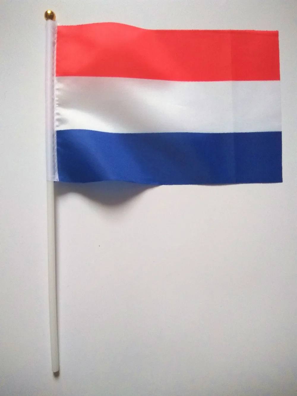 Wholesale Hand wave Nederland banners Holland National flags polyester materials with pole 14*21 cm