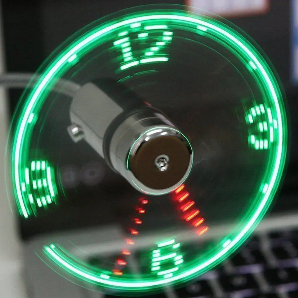 Creative Hot selling USB Mini Flexible Time LED Clock Fan with LED Light - Cool Gadget 2017 Wholesale