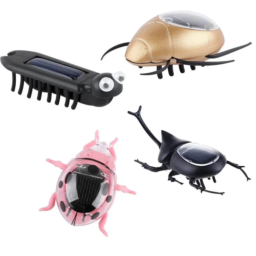 4-in-1 Children Solar Powered Playing Learning Toys Leadbug Beetles Multiped Scarab Insects DIY Solar Robot