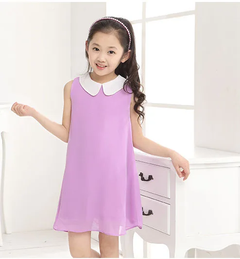 Children's clothing summer chiffon sleeveless clothes girl candy color dress 2-10 years old baby girl clothes