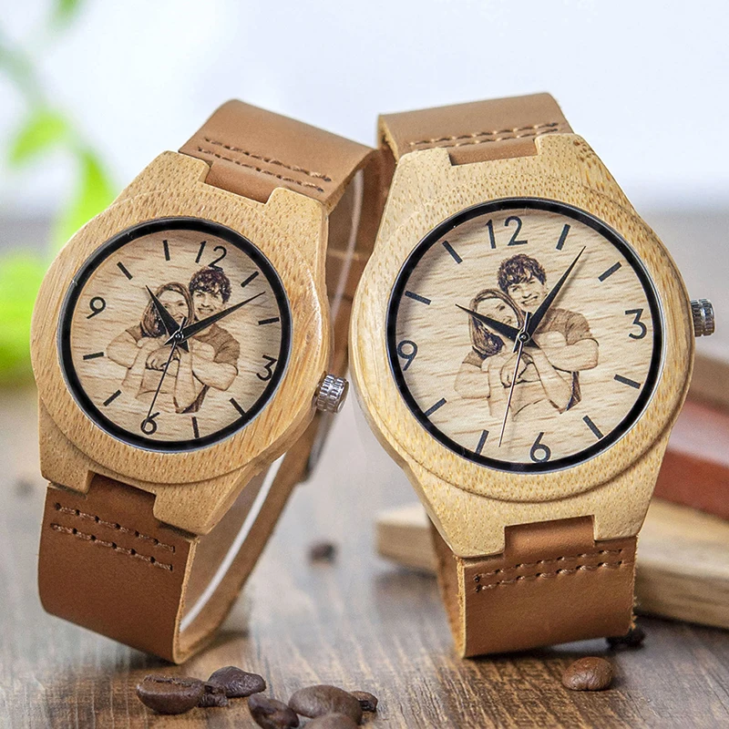 BOBO BIRD-reloj de madera para hombre y mujer, accesorio de pulsera con diseño creativo, fotos, impresión UV, regalo personalizado OEM