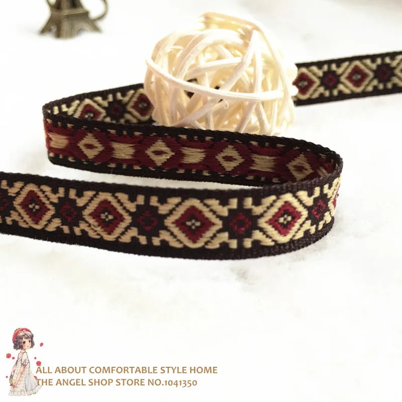 5Yards 10mm 3/8\'\' DIY Scrapbook Supplies Geometric Embroidery Woven Jacquard Ribbon Craft Wedding Party Home Accessories