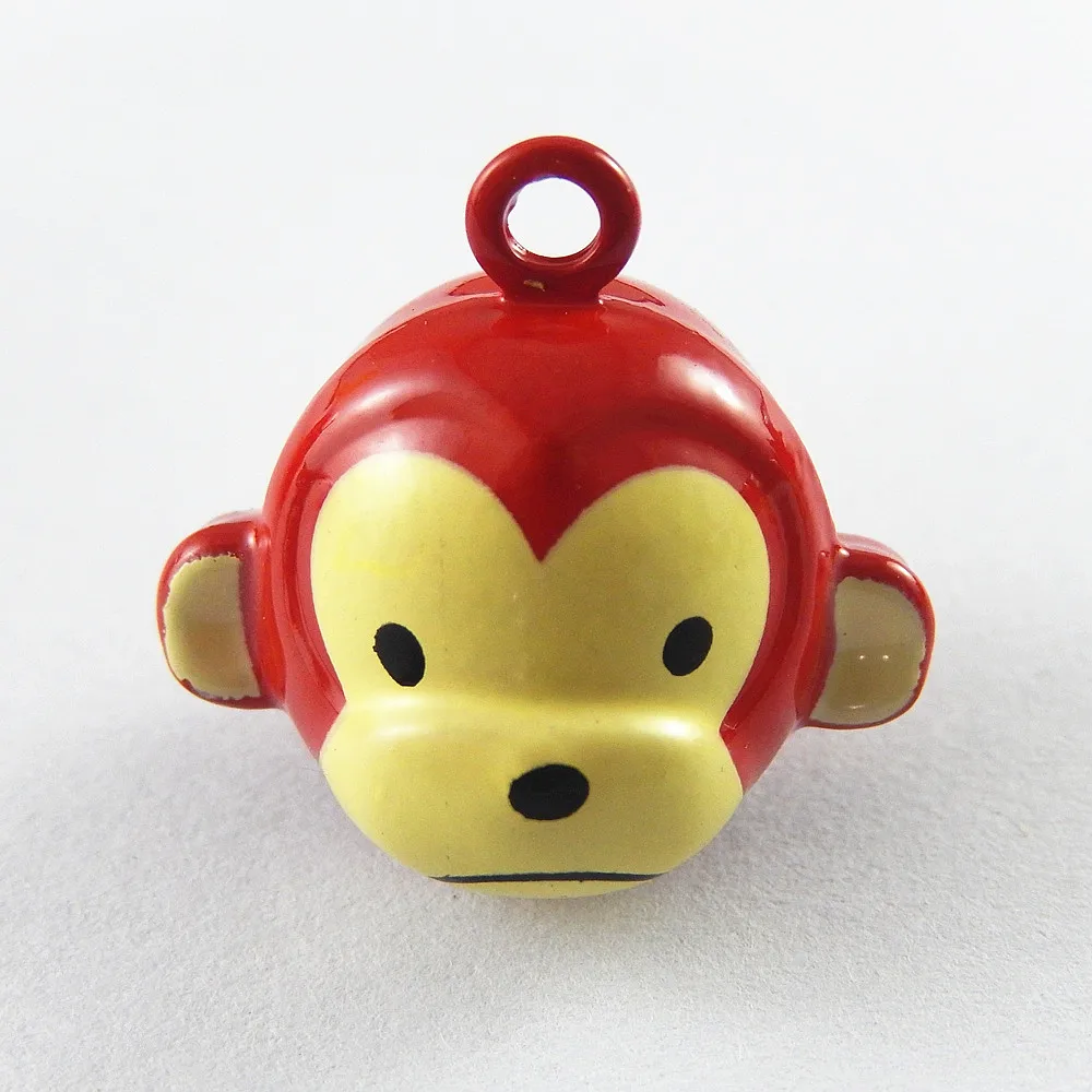 5pieces Cute Jingle Bells Carton Monkey Necklace Pendant Charms Christmas Phone Pet Home Decor Baby Jewelry Gift 22*20mm 51924