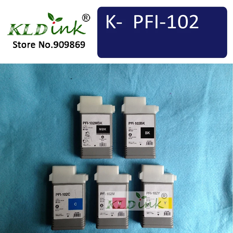 PFI-102 (130ml, 5-pack) Compatible Ink Cartridge for imagePROGRAF iPF605, iPF610, iPF700, iPF710, iPF720 printers