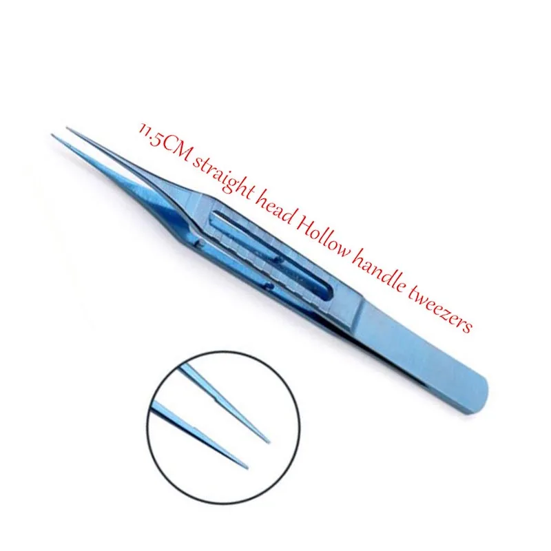 microsurgical instruments 11.5CM Hair transplant straight head Hollow handle tweezers Titanium alloy high quality forceps