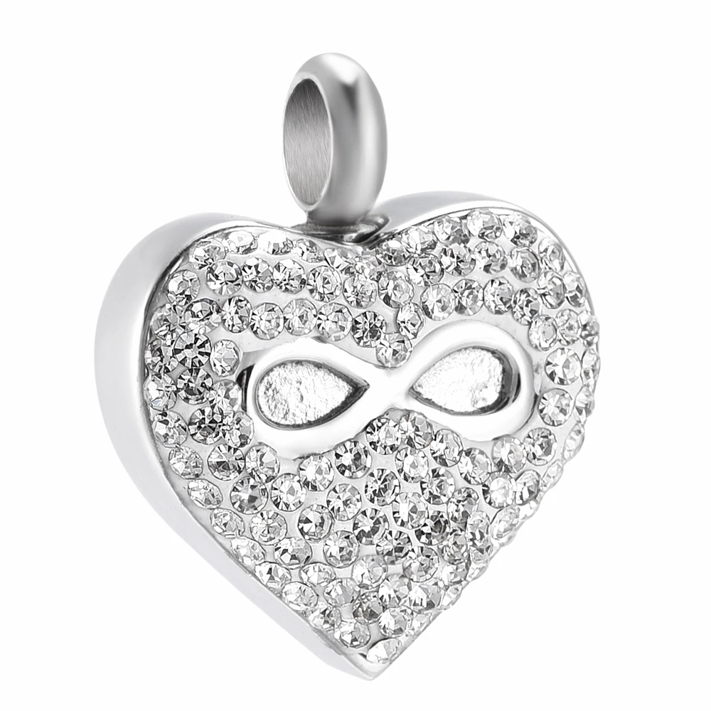 

Infinite Love Heart Cremation Ash Holder Memorial Necklace Stainless Steel Ashes Keepsake Beautiful Women Necklace