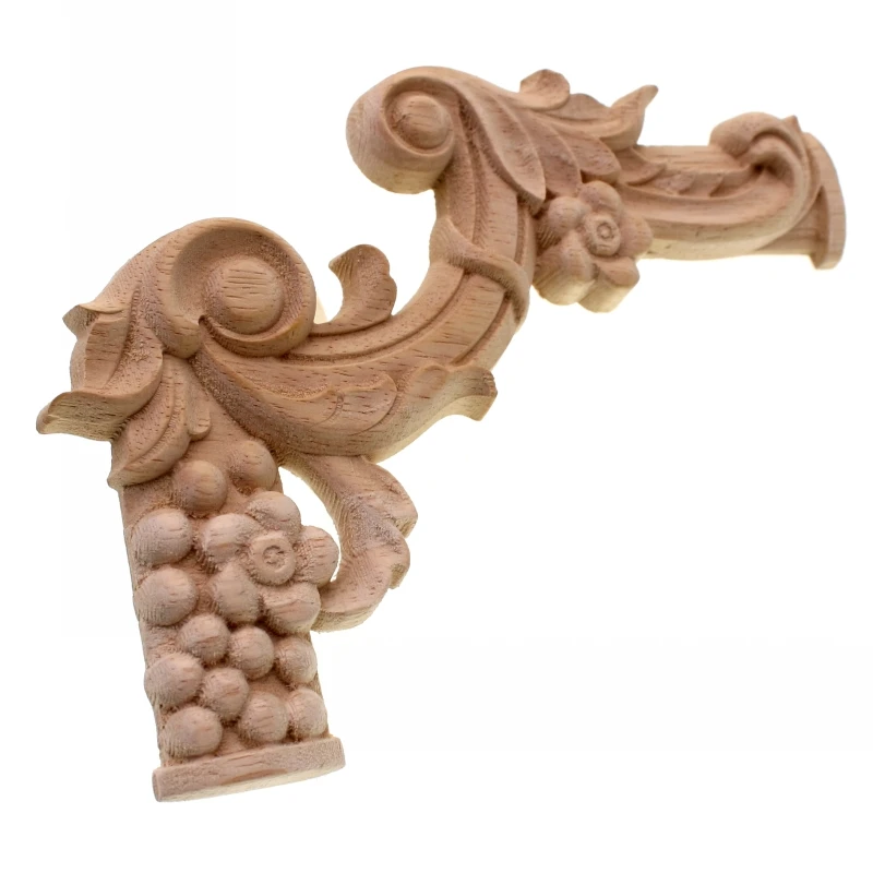 RUNBAZEF Vintage Unpainted Wood Carved Decal Corner Applique Frame For Home Furniture Wall Cabinet Door Decorative Wooden Craft