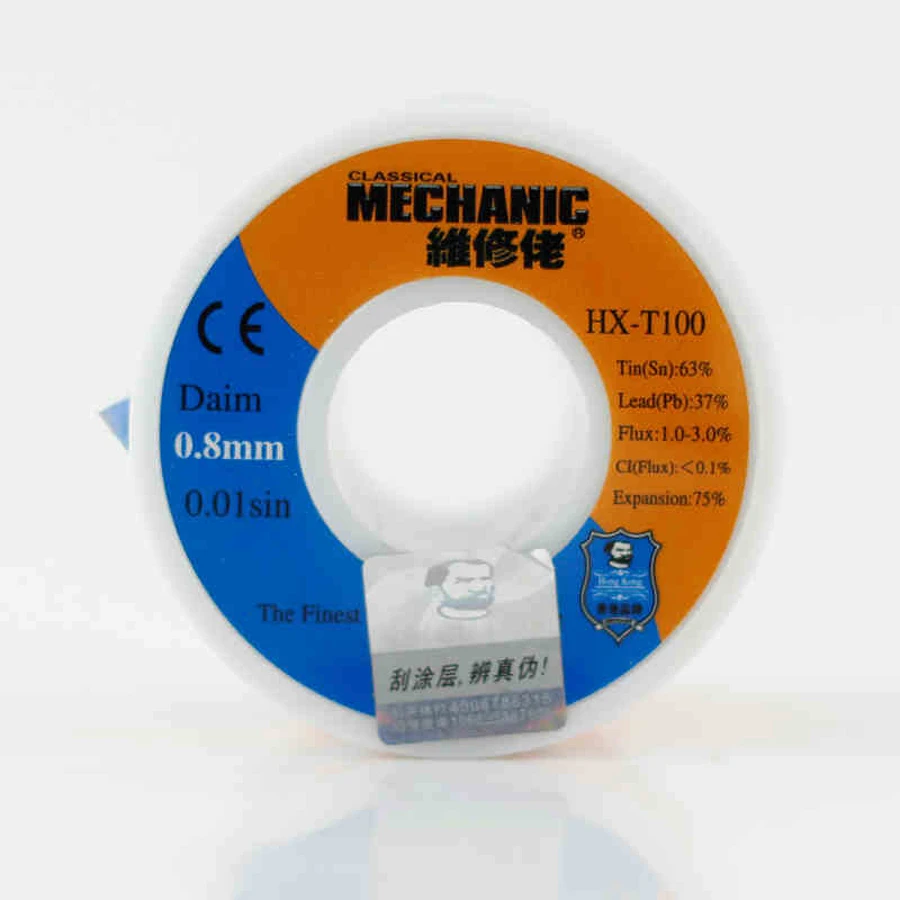 MECHANIC 100g sn63% pb37% 0.3/0.4/0.5/0.6/0.8/1.0/1.2mm HX-T100 high purity low melting point solder wire