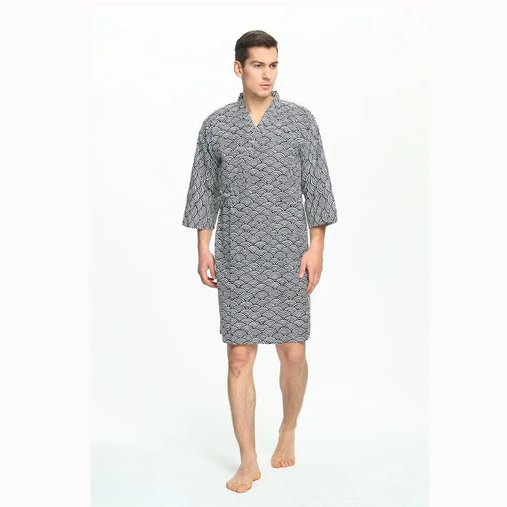 100% Cotton Casual Sleeping Robes Man Kimono Summer Elegant Comfortable Yukata Home Robes Man Home Clothes For Man