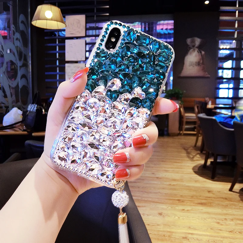 For Iphone 16 17 12 13 14 15 Pro Max Samsung Galaxy S21 S22 S23 S24 Plus Ultra Note 20 Luxury Diamond Tassel Crystal Phone Case