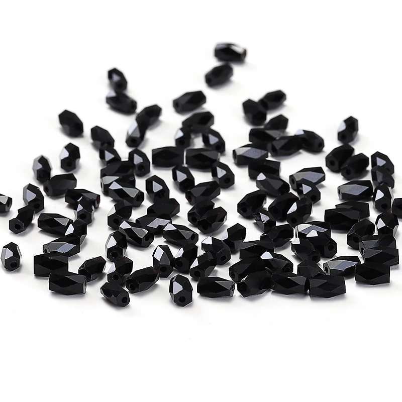 Black AB 50pcs 2*4mm Austria Crystal 18 Cutting Faces Loose Beads  Cylinder Crystal Beads Charm Glass Loose Spacer Beads C-2