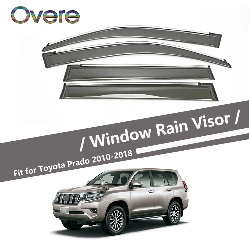 

OVERE NEW 1Set Smoke Window Rain Visor For Toyota Prado J150 2010 2011 2012 2013 2014 2015 2016 2017 2018 Guard Accessories