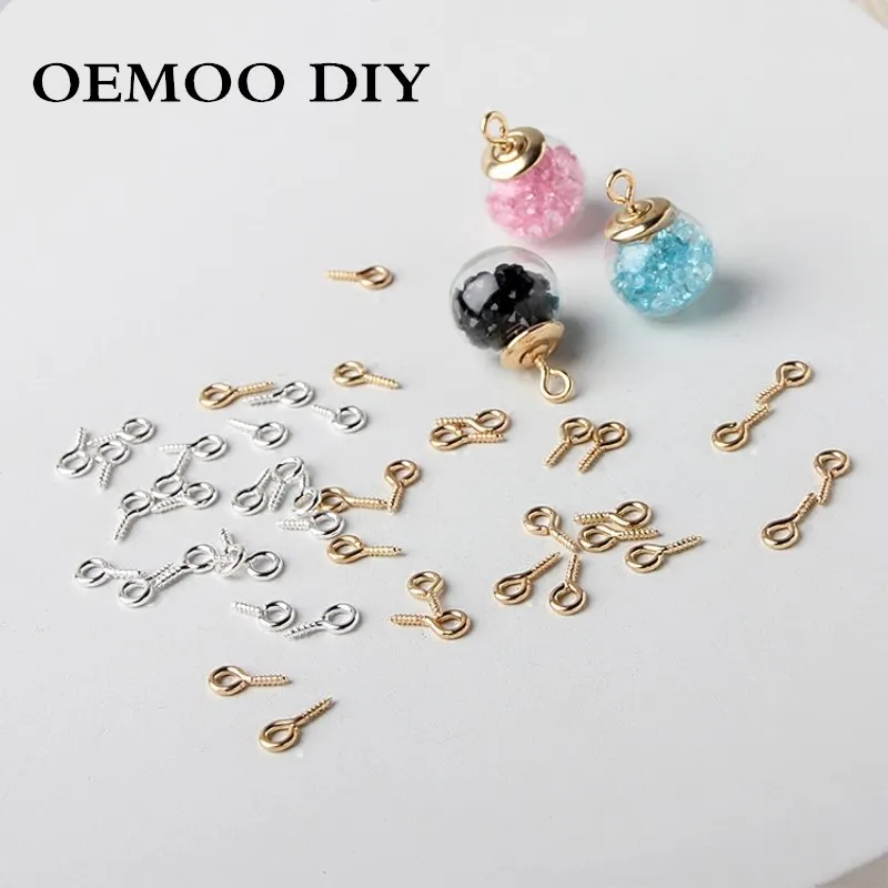 4.5x10mm Vintage Metal Tone Screw Eyes Bails Top Drilled Beads End Caps Pendant DIY Charms Connectors Jewelry Accessories