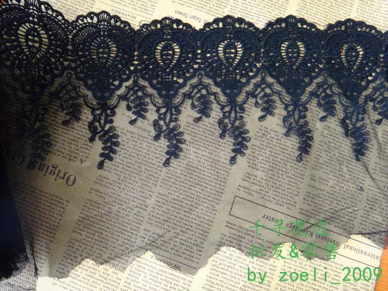 1 Yard Cotton Embroidery Lace Mesh Soft Tulle Flower Lace Trim White and black 21cm