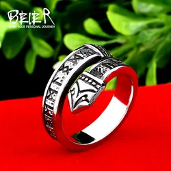 BEIER 316L Stainless Steel Punk Vintage Men Ring  Viking Rune Fashion Jewelry Wholesale Gift Dropshipping LLBR8-575R