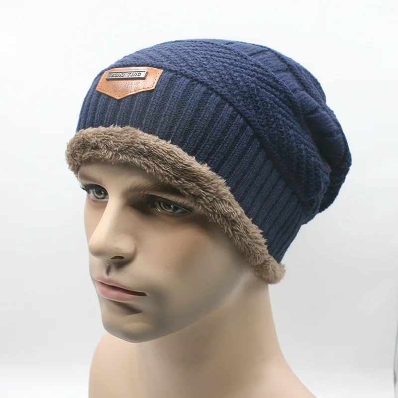 Fashion Men Beanies Knit Cap Winter Hat For Man knitted Caps Boys Thicken Skullies Fashion Warm knit Beanie 2018 Bonnet Femme