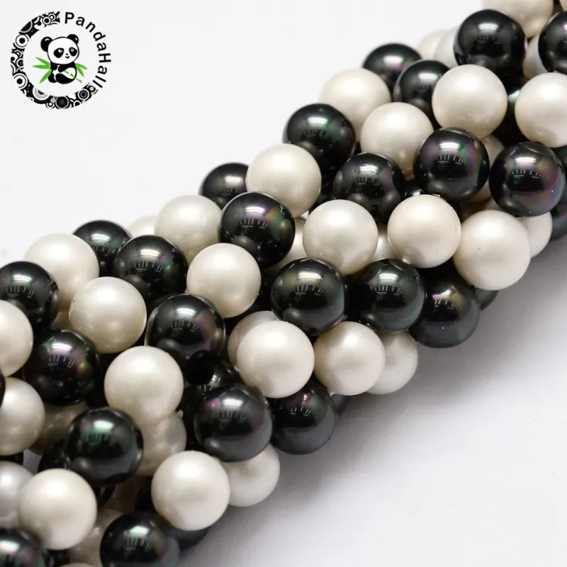 8mm Round Shell Pearl Bead Strands for Bracelets Earrings Necklaces Making Grade A Colorful Hole: 1mm; about 54pcs/strand, 16\