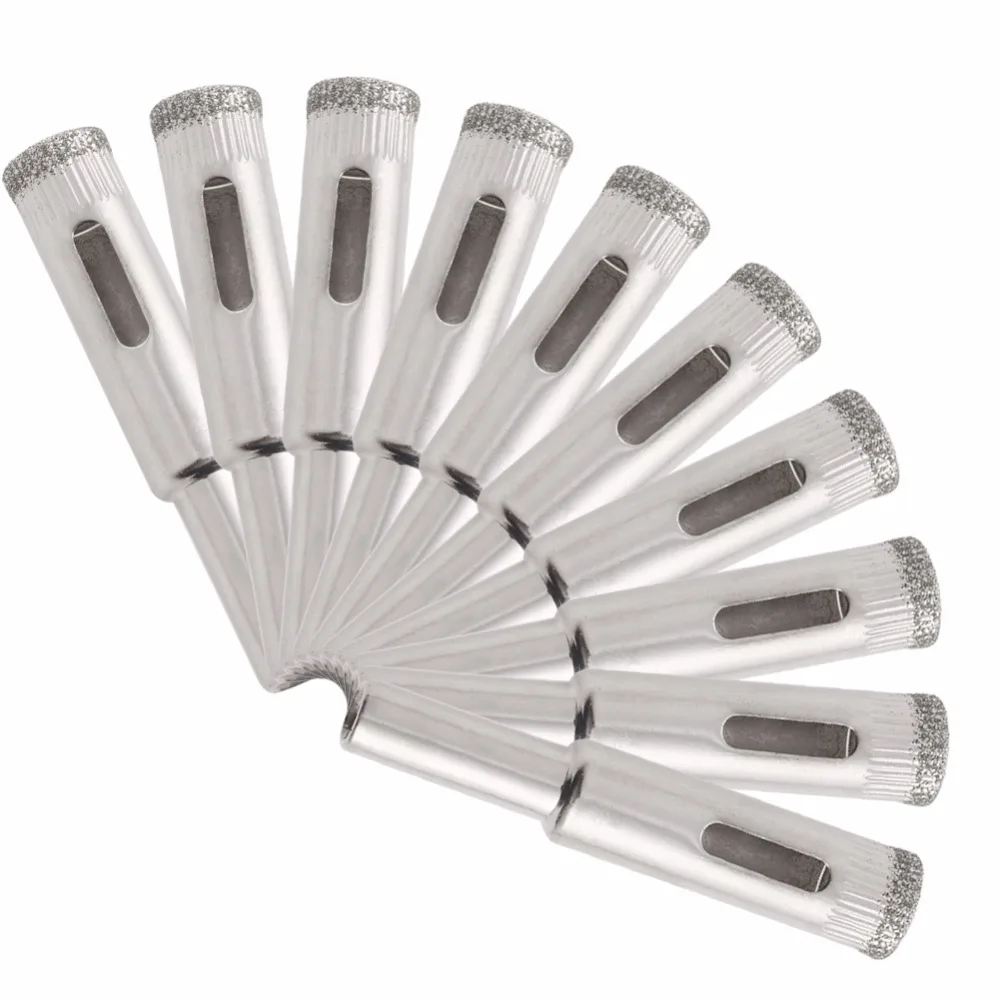 10 Chiếc 10Mm Tráng Kim Cương Nhân Khoan Lỗ Cưa Kính Cường Lực Gốm Đá Cẩm Thạch 828 Khuyến Mãi