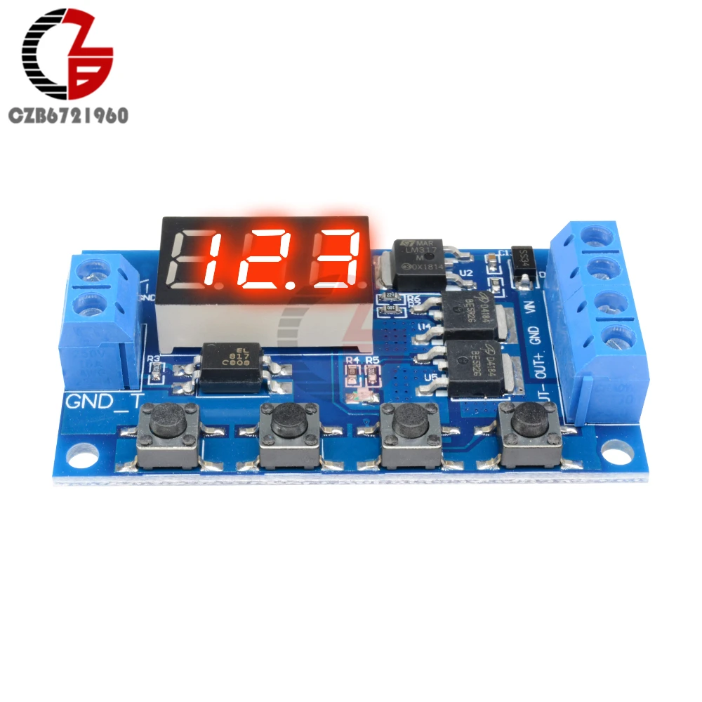 DC 12V 24V Dual MOS LED Digital Time Delay Relay Trigger Cycle Timer Delay Switch Circuit Board Timing Control Module DIY