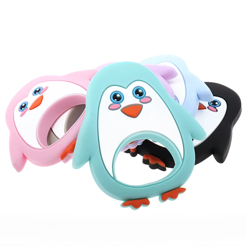 

10PCS Penguin Baby Silicone Teether Bpa Free Silicone Teethers Silicone Teething Pendant Chew Toys Kids Baby Present