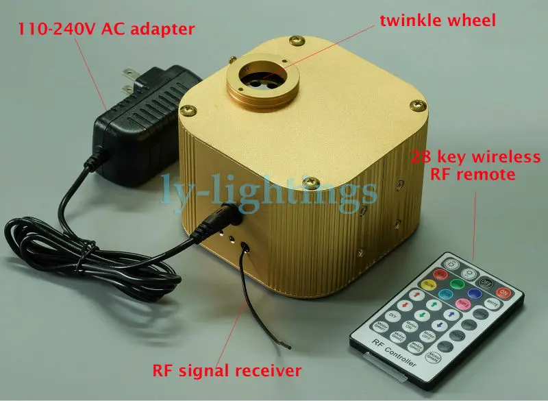 Twinkle Fiber Optic Light Source 16w RGBW Led Light Engine Wireless RF Remote For Stars Optical fiber Roof Ceiling decoration