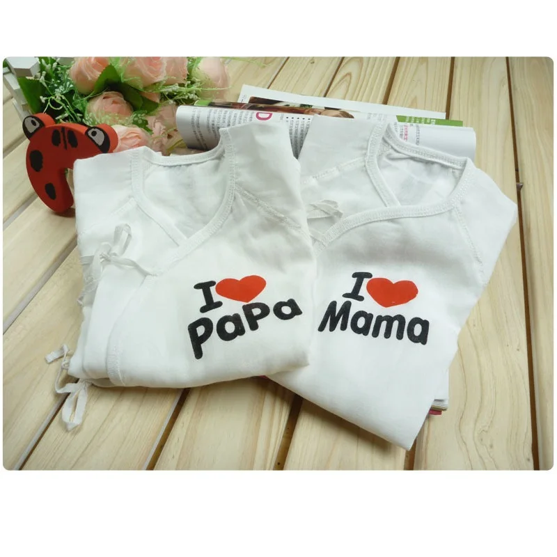 Hooyi White Newborn Clothes Kimono Summer Short Sleeve Baby Romper Soft 100% Cotton I Love MaMa PaPa 0-1Y Bebe Roupas Jumpsuit