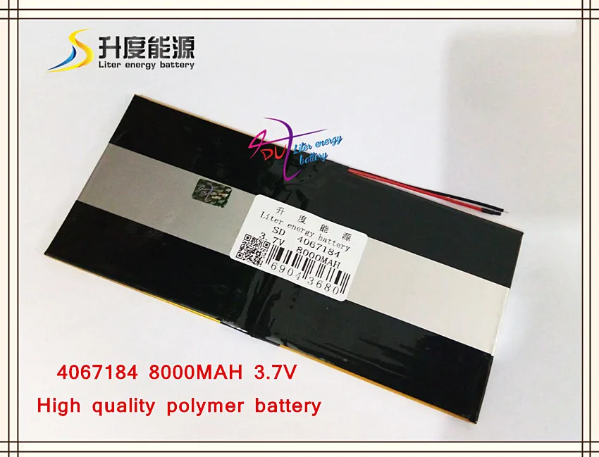 3.7V 8000mAH SD 4067184 (polymer lithium ion / Li-ion battery ) for tablet pc,POWER BANK,E-BOOK