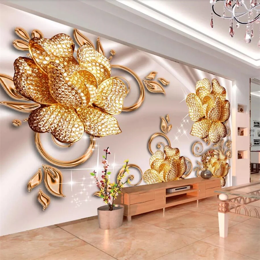 

wellyu Custom wallpaper 3d photo murals European luxury jewelry rose TV background wall 5d papel de parede 8d wallpaper murals