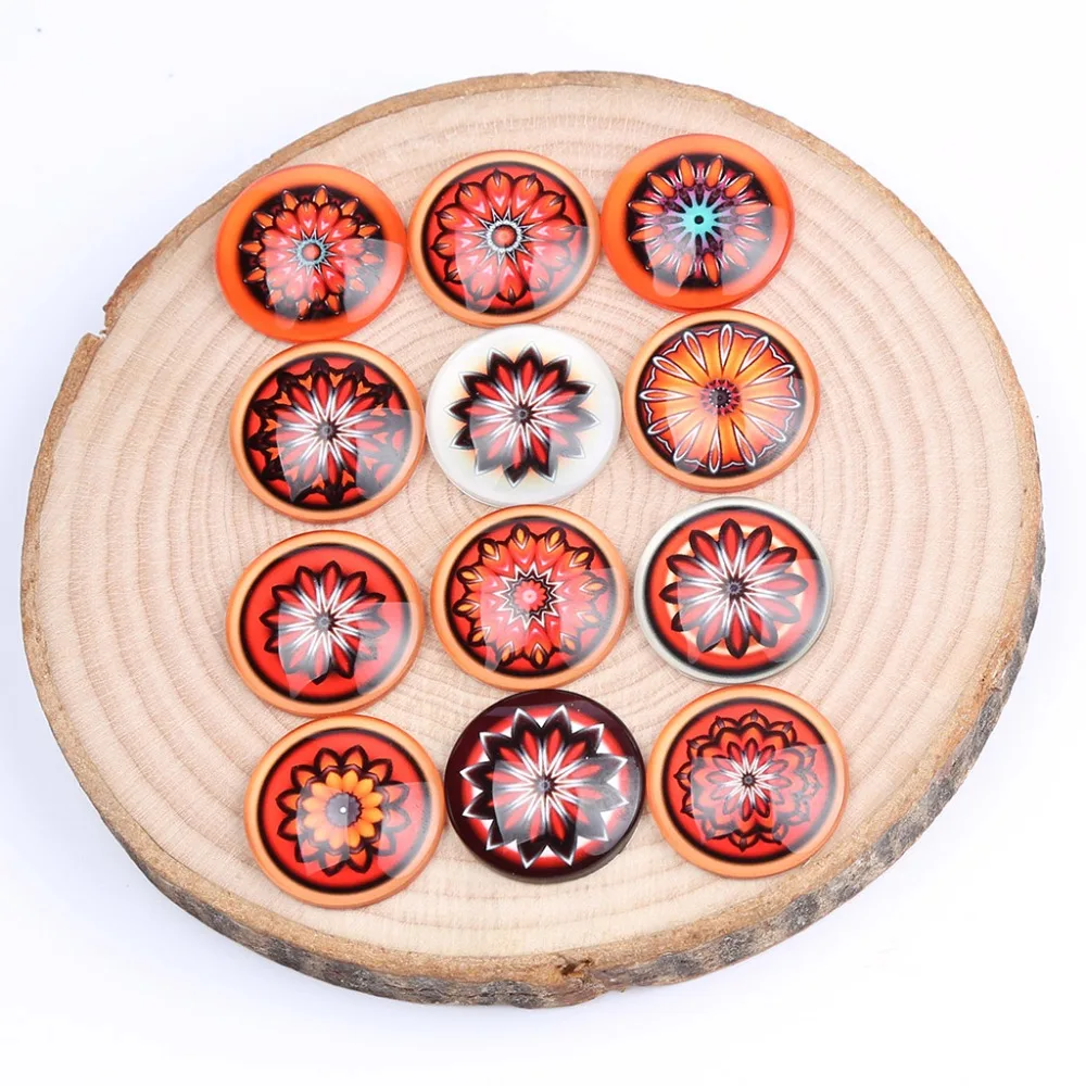 reidgaller yellow mandala photo round dome glass cabochon 40mm 30mm 12mm 25mm 20mm diy flatback handmade jewelry accessories