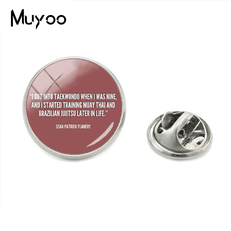 New Hot Fashion Trendy Style Jewelry Collar Pins Brooches Tae kwon Do Fight Round Logo Glass Fashion Cabochon Metal Lapel Pins