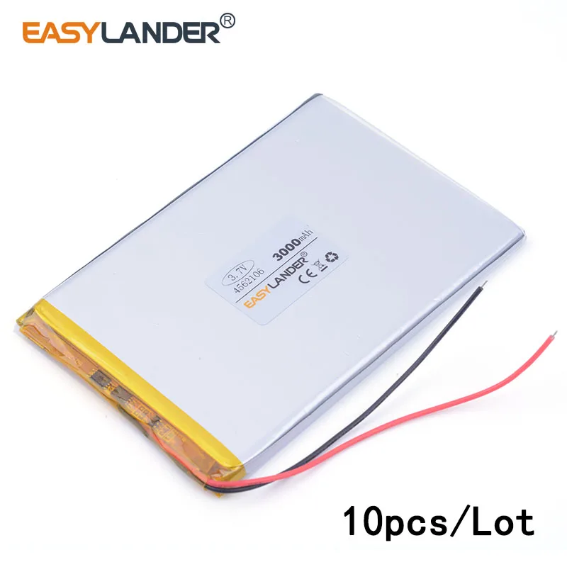 

10pcs /Lot 3.7V 4562106 3000mah lithium Li ion polymer rechargeable battery For power bank PAD PSP andorid phone PDA Tools